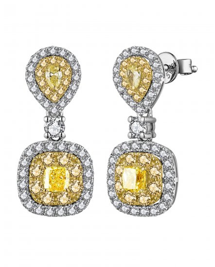 MULTI TONE EMERALD CUT DIAMOND DANGLING (TE1707)